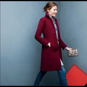 J Crew Double Cloth Coat Thinsulae Burgundy Size 0